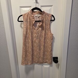 LOFT Floral Sleeveless Top in Peach and White